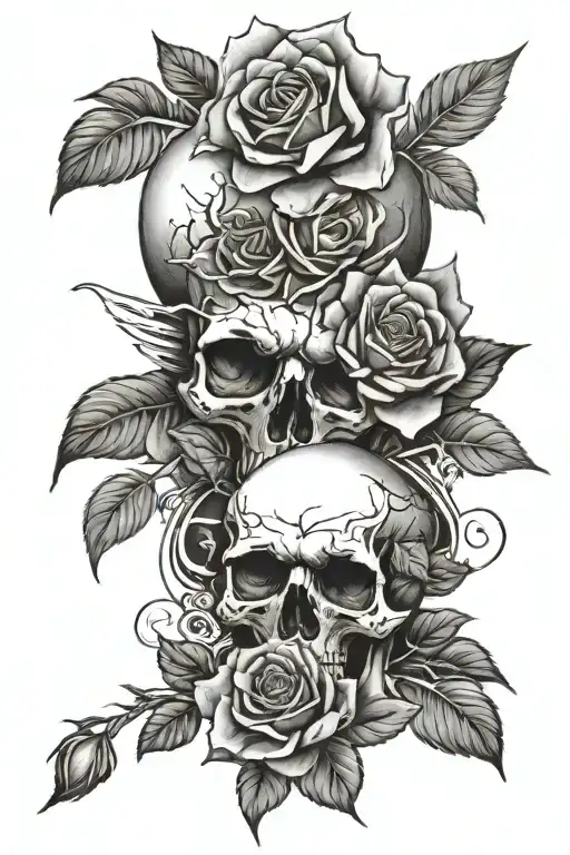 A Skull And An Eye And Roses