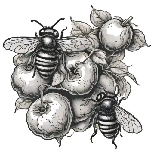 Evil Bees Swarming A Rotten Apple