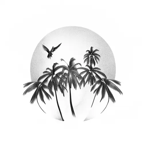 Palm Trees With Dove