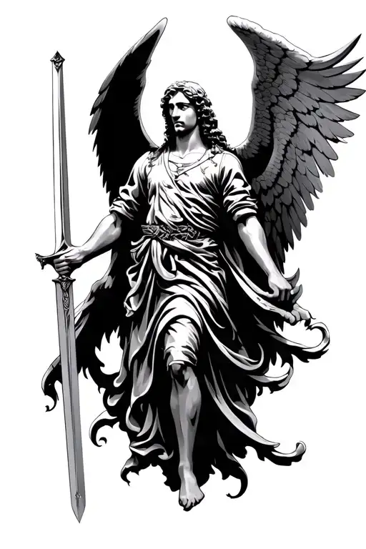 Guardian Angel Holding A Sword