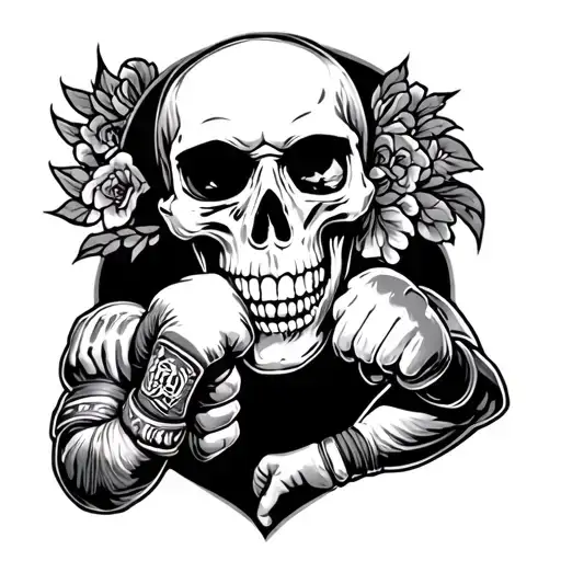 Skull Guy Doing Muay Thai