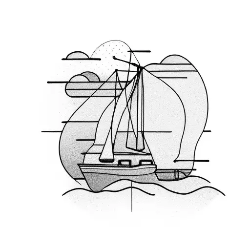 Minimal Boat Goin Towards Sunset