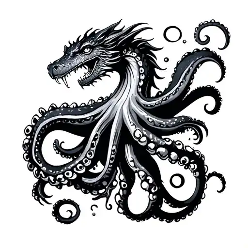 Octopus Fighting Against Water Dragon