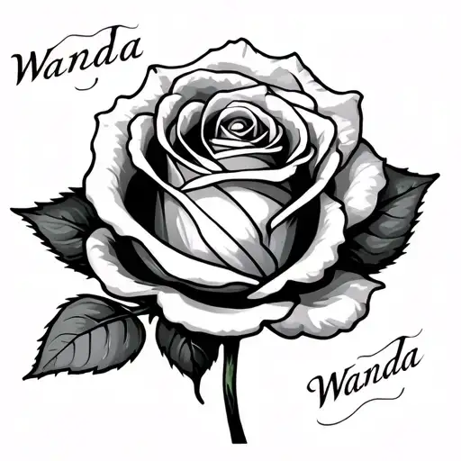 A Rose With With The Name Wanda In The Stem Wrapped