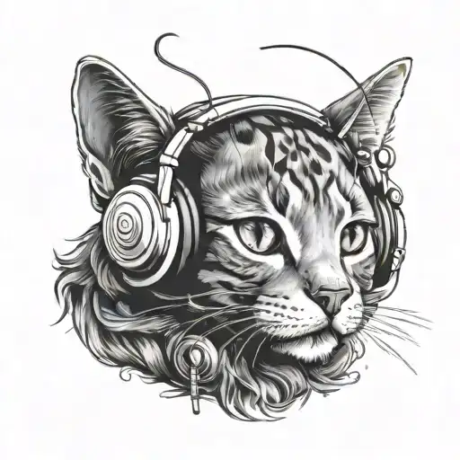 Cute Cat Wearing Headphones