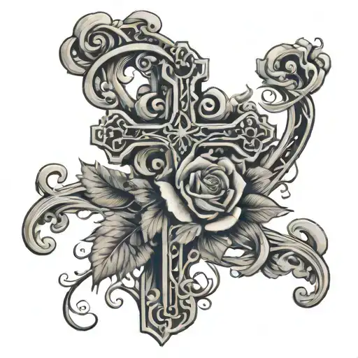 A Cross With A Rose Vine Wrapped Around It