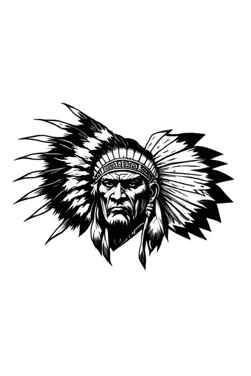 Indian Warrior Head Tattoo Holding