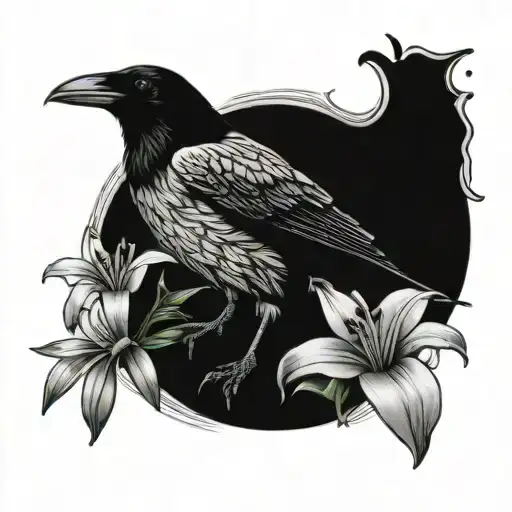 Standing Crow And Lilies