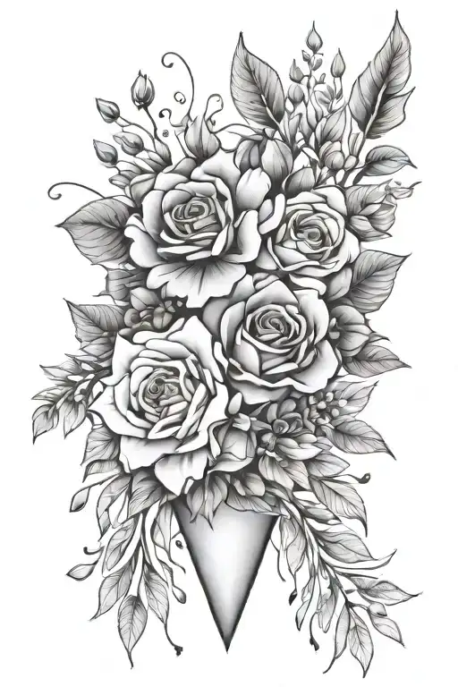 Flower Bouquet Fine Line