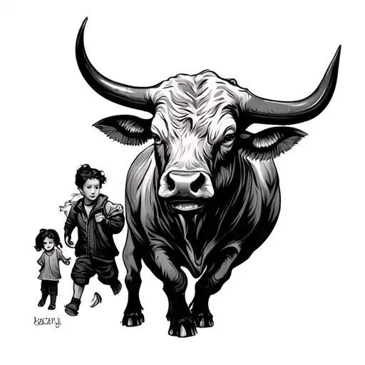 Bull Bad Past And 2 Children Who Go Into The Future