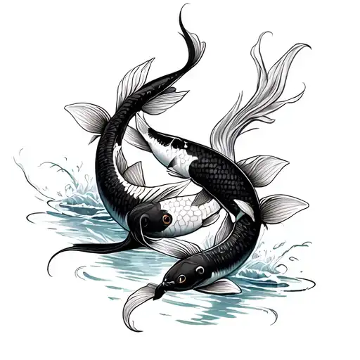 3 Koi Fish Swimming Upstream