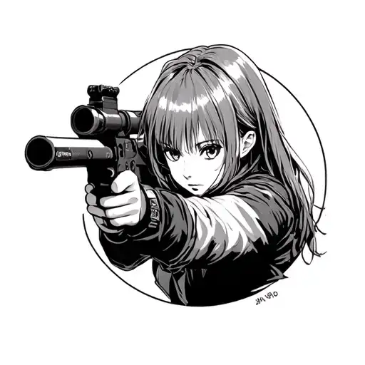 Anime Girl Aiming Down Sniper