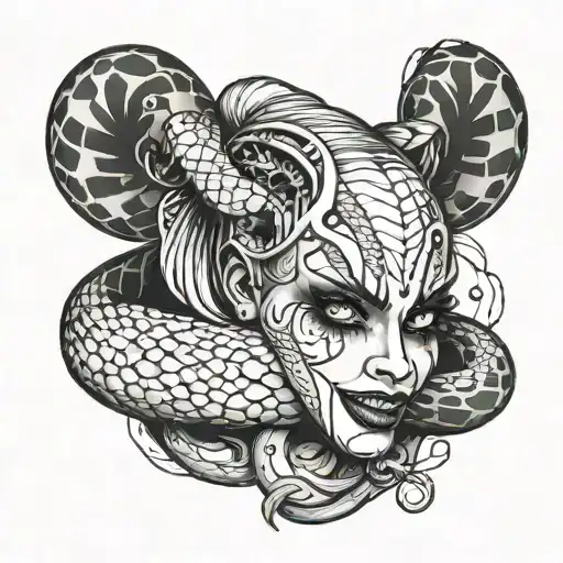 Harley Quinn And Snake Wrapped