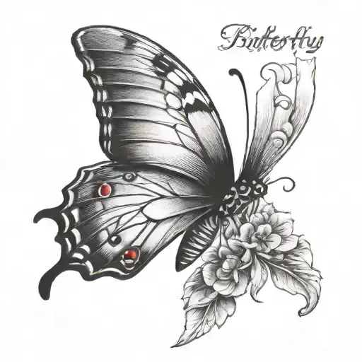 Butterfly With Quote 'If Nobody Wants You You're Free' Tattoo