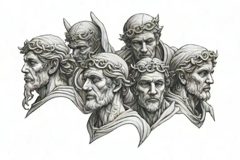 Three Male Marble Angels With Blind Folds Over Eyes Full Neck