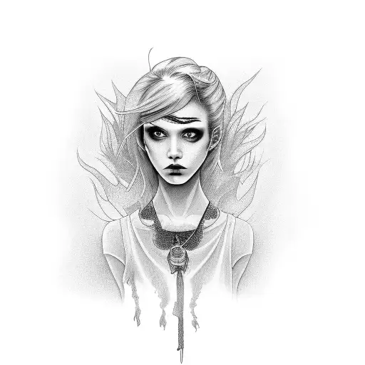 A Beautiful Emo Woman With A Hair Of Fire