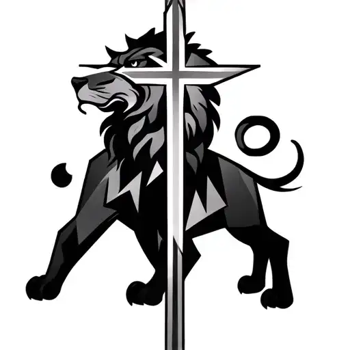 Geometic Lion With Cross