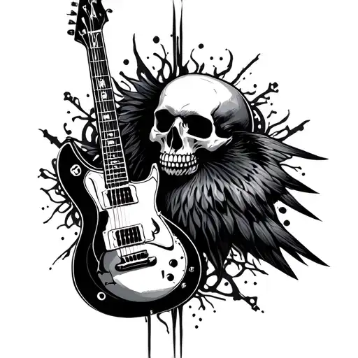 Raven Clock Skull Guitar