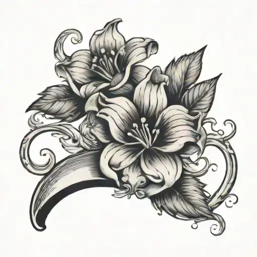 Horse Shoe With Simple Flower Blooming