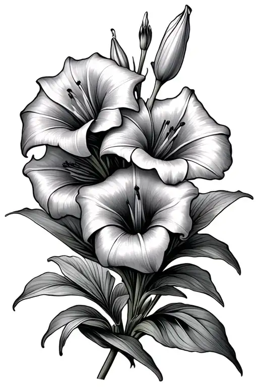 3 Lily Flowers And A Morning Glory Flower Bouquet