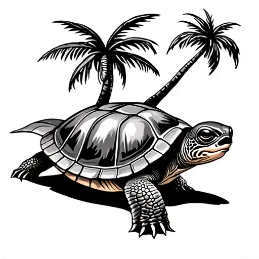A Turtle With Palm Tree