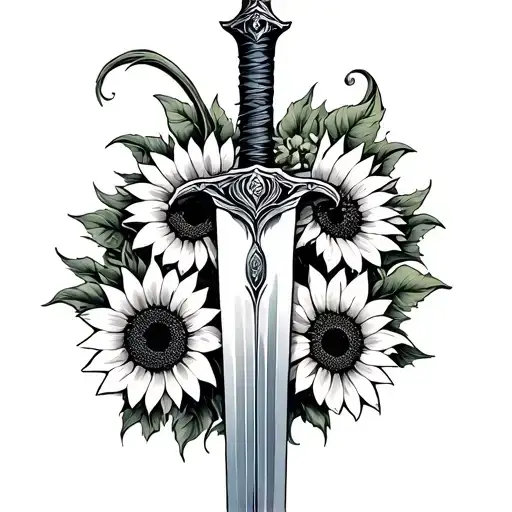 Sword With A Sunflowers Going Around It