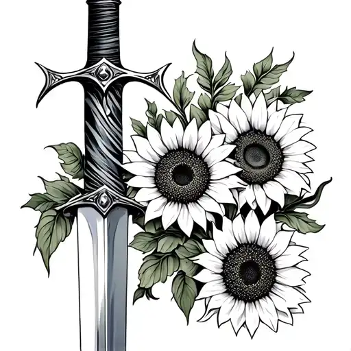 Sword With A Sunflowers Wraping Around It