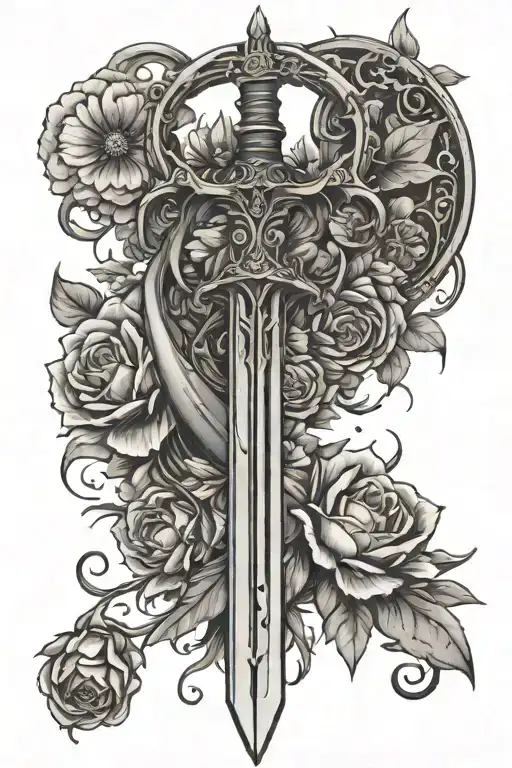 Sleep Token Sword Surrounded By Flowers Intertwined