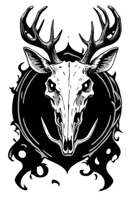 Creepy Deer Skull With Glowing Eyes And Sharp Teeth