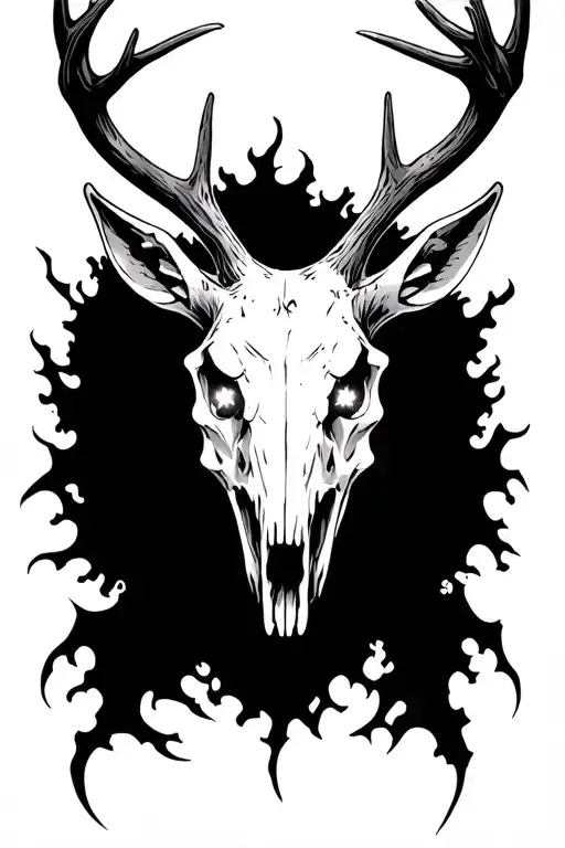 Creepy Deer Skull With Glowing Eyes And Sharp Teeth