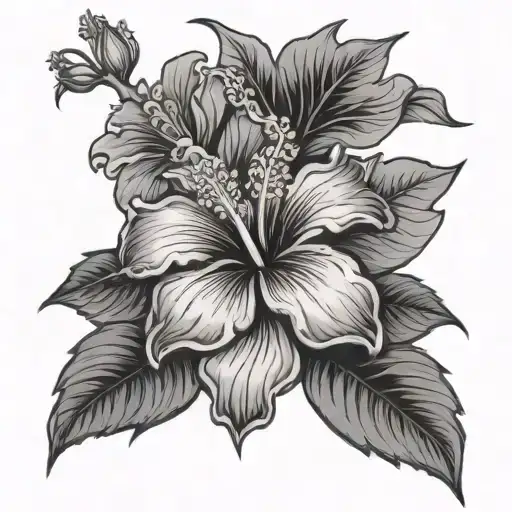 Hibiscus Flower With Japanese Dragon