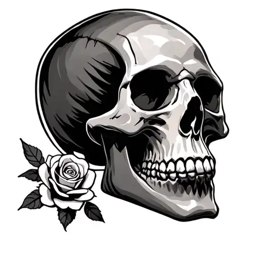 Skull With Rose In Its Mouth