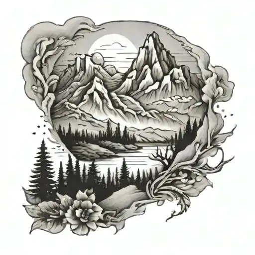 Nature Scene With Mountains