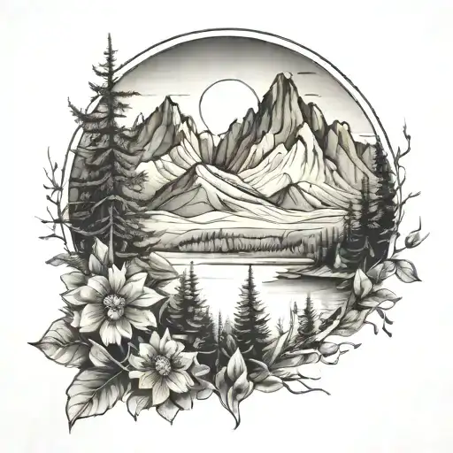 Nature Scene With Mountains