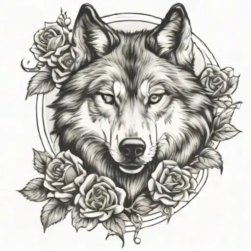 Wolf With Roses