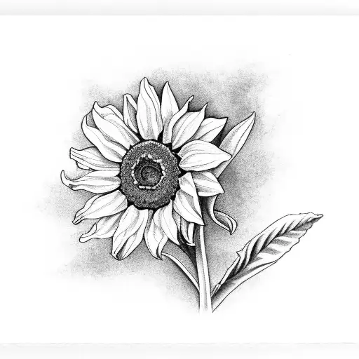 Daffodil And Sunflower With Leaves