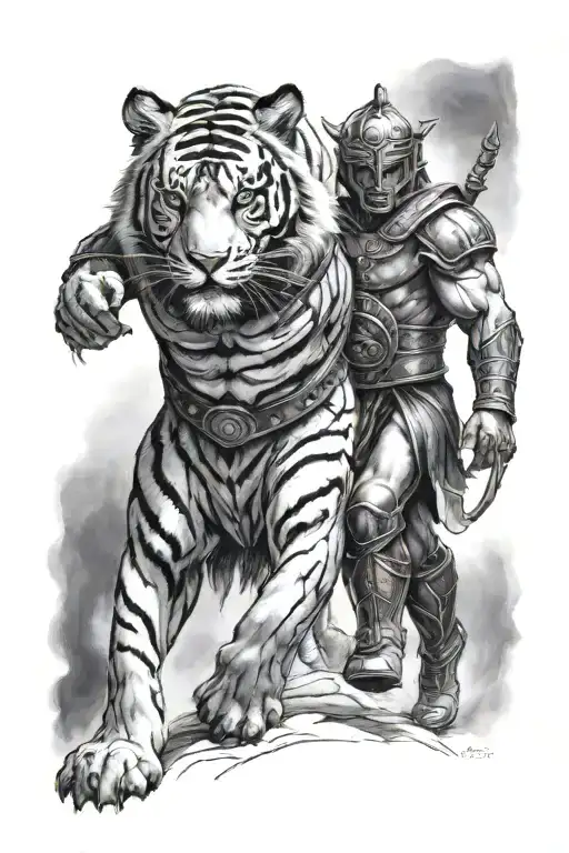 Gladiator And Tiger Walking