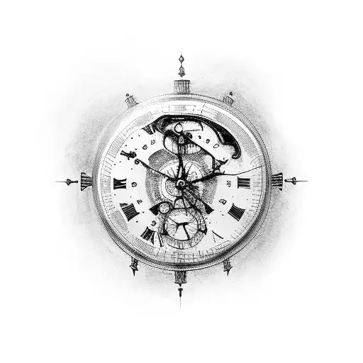 Grandfather Clock With Hourglass In The Middle