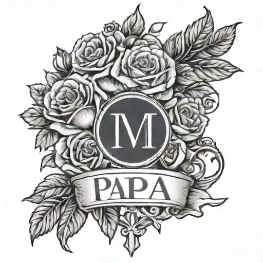 8-18-18 Roman Numerals With Roses And Word Papa In Middle