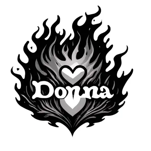 The Name Donna Surrounded By Fire And Replace The O With A Heart