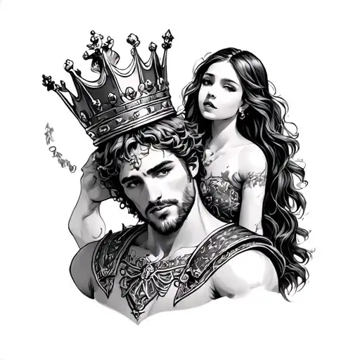 King With A Girl On His Shoulders Trying To Take His Crown