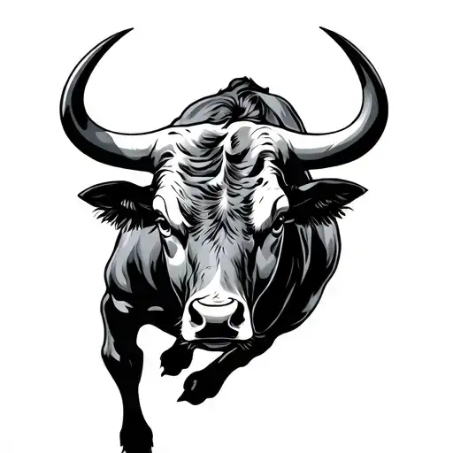 Bull Jumps Through Skin