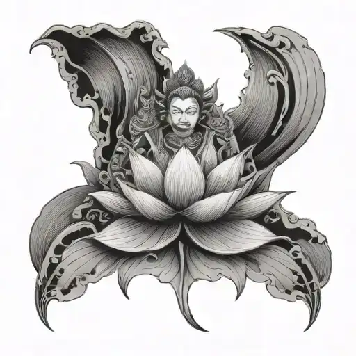 Lotus And Warriors Standing Together