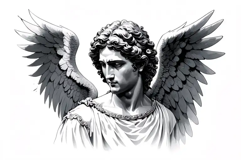Roman Angel With Wings Out Back Of Neck