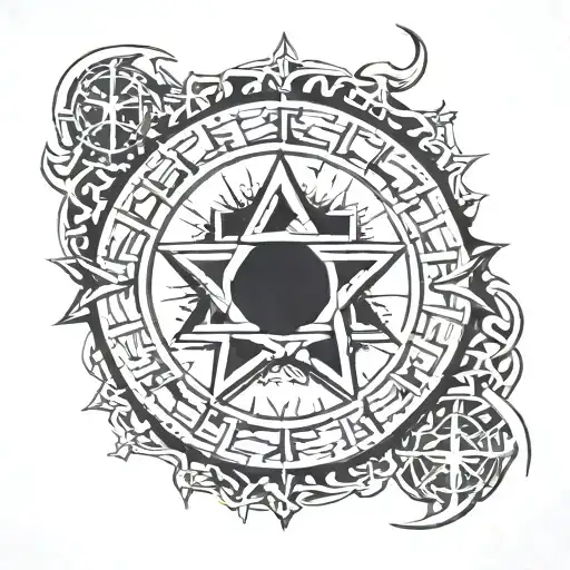 Turkish Runes And Moon Chrest And Star