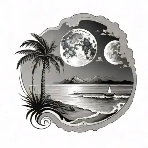 Moon And Beach Scene