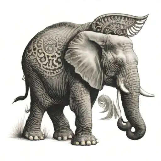 Realistic Elephant Face Half On Lower Back California