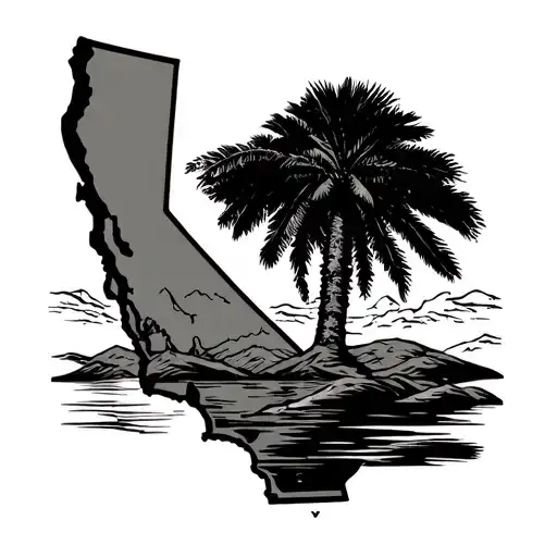 Outline Of California Layered Over Outline Of Peru Tattoo