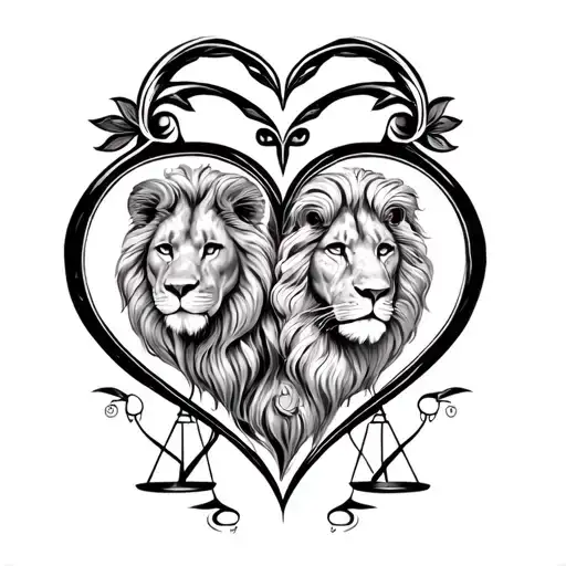 Leo And Libra Sign Into Heart Shape For Bff