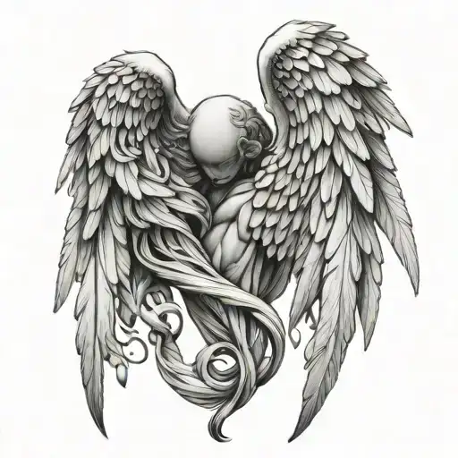 Male Angel Wings Intertwined